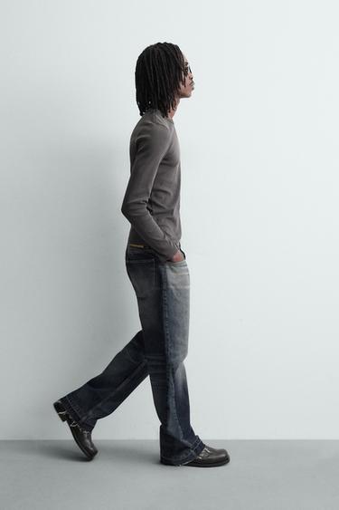 JEAN FLARE FIT TEXTURÉ - Bleu marine / Blanc de Zara - Image 5