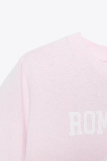 T-SHIRT À INSCRIPTION - Rose pastel de Zara - Image 5