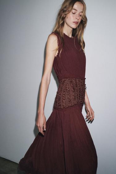 VESTIT BRODAT CINTURA ZW COLLECTION - Albergínia de Zara