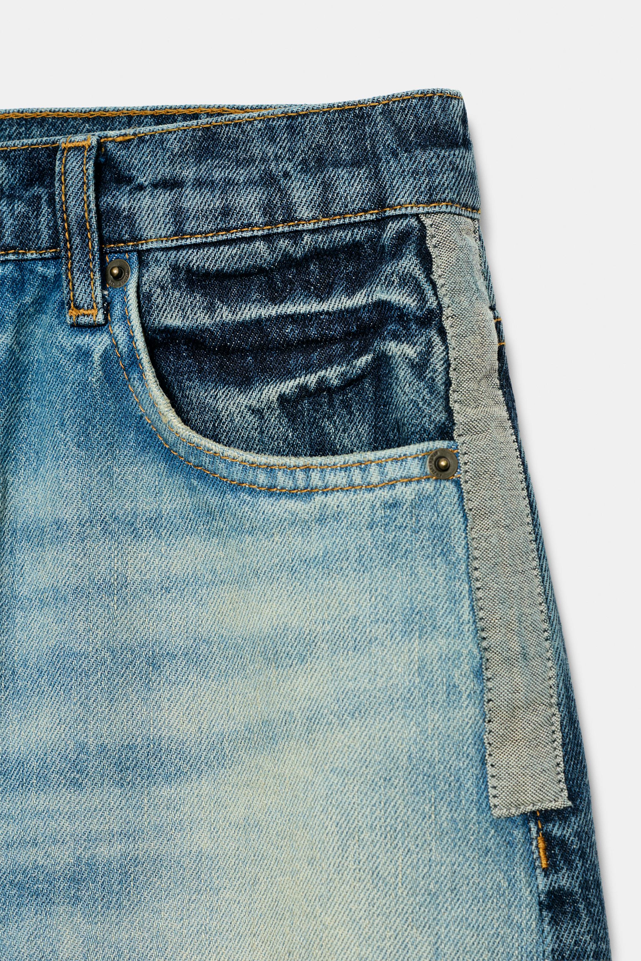 Zara ZW COLLECTION CURVED ORTA BEL PATCHWORK JEAN görsel 8