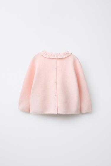 PULL EN MAILLE COL EN MAILLE CROCHET - Rose de Zara - Image 1