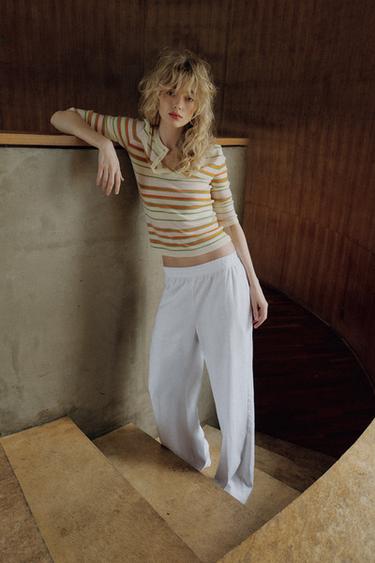 KNIT JUMPER WITH BUTTONS - striped by Zara