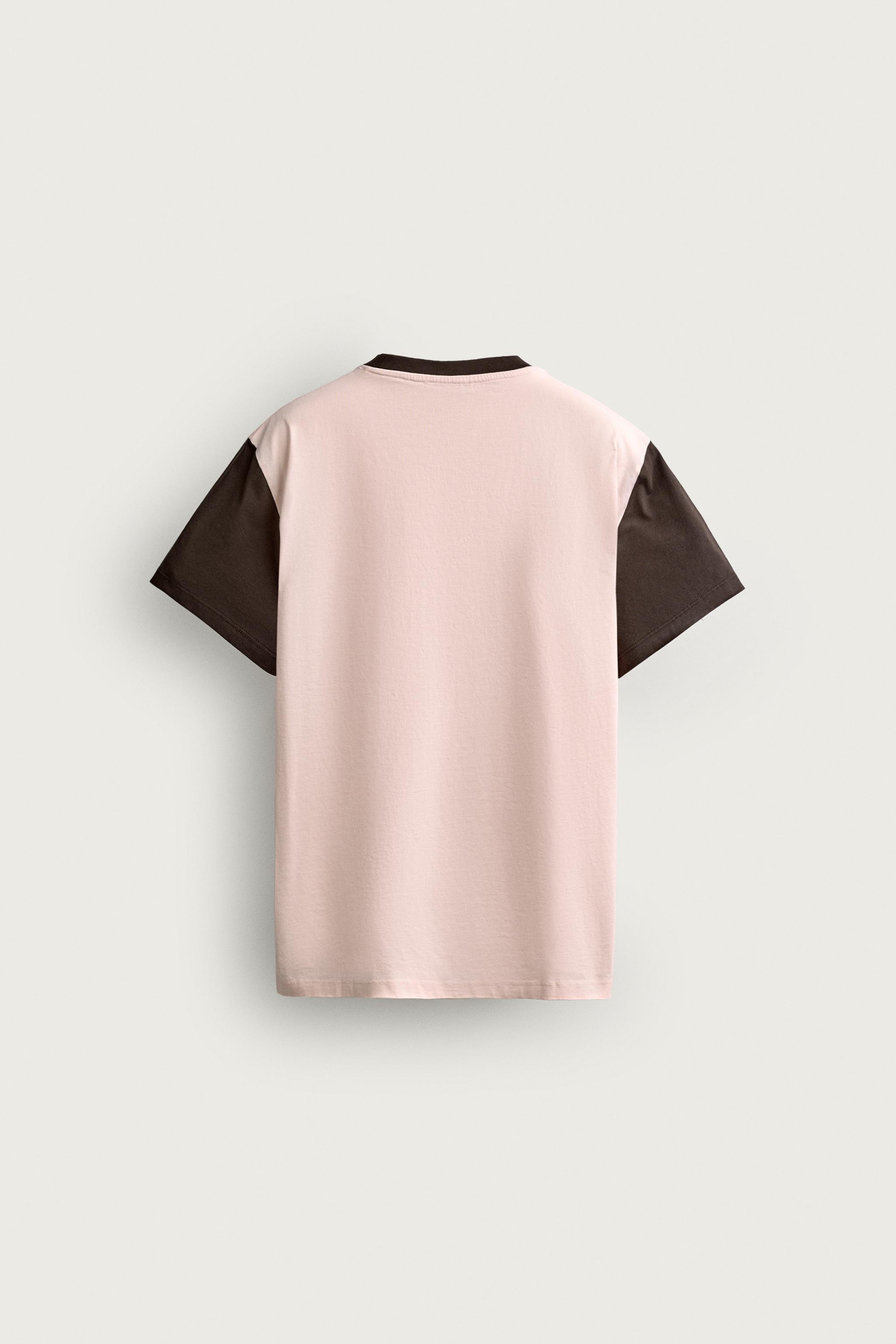 Мужские футболки Zara REGULAR FIT COLORBLOCK T-SHIRT — фото 8