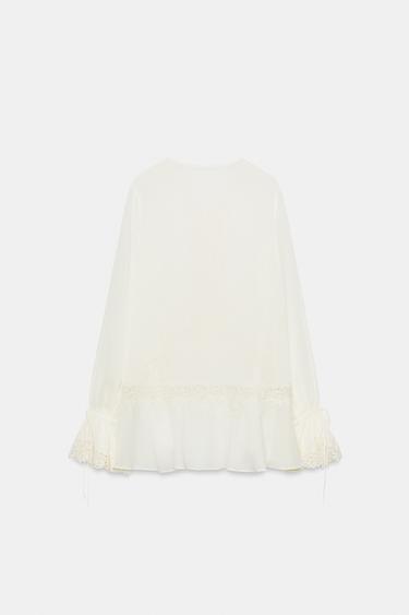 BLOUSE BIMATIÈRE DENTELLE ZW COLLECTION - Écru de Zara - Image 7