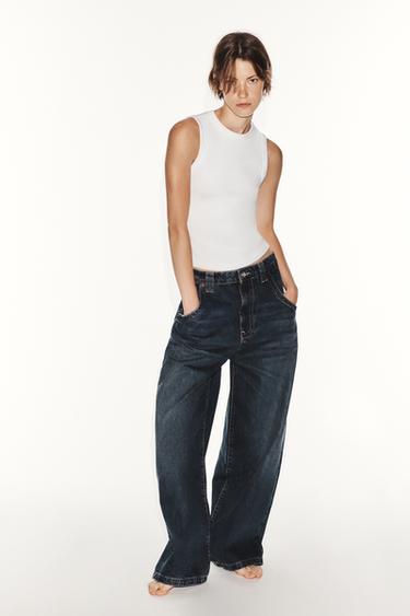 Zara TRF-BAGGYTEKSAD KESKMISE VÖÖKOHAGA - Meresinine - Pilt 0