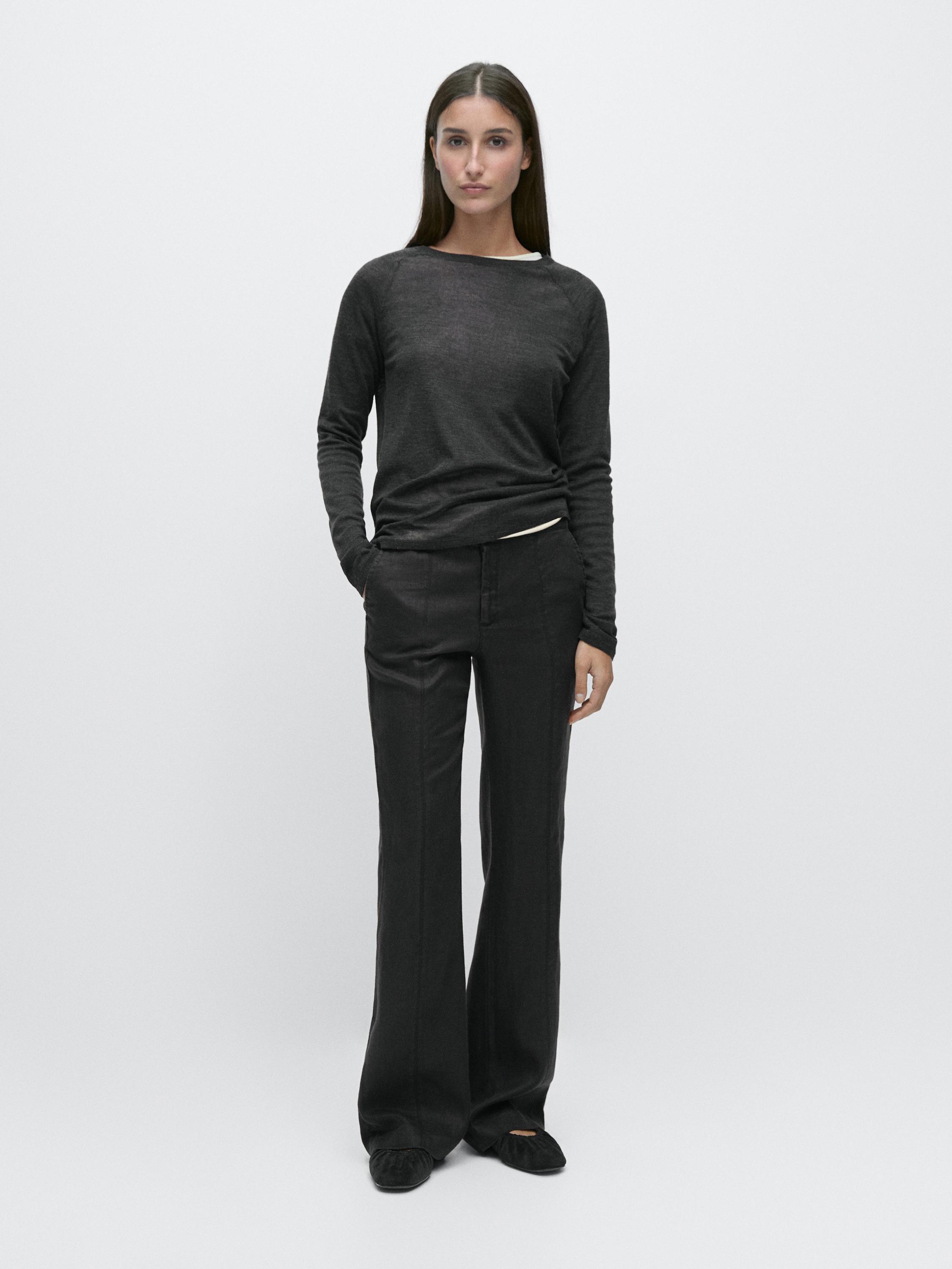 100% linen kick flare fit pants