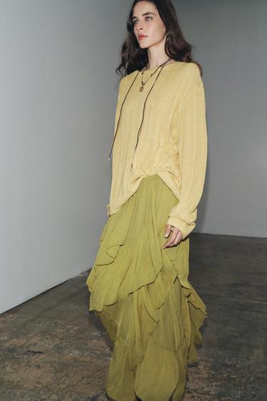 ZW COLLECTION RUFFLED SKIRT - Olive green by Zara - Image 4