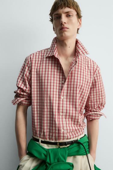 RELAXED FIT CHECK SHIRT - White / Pink by Zara - Image 6