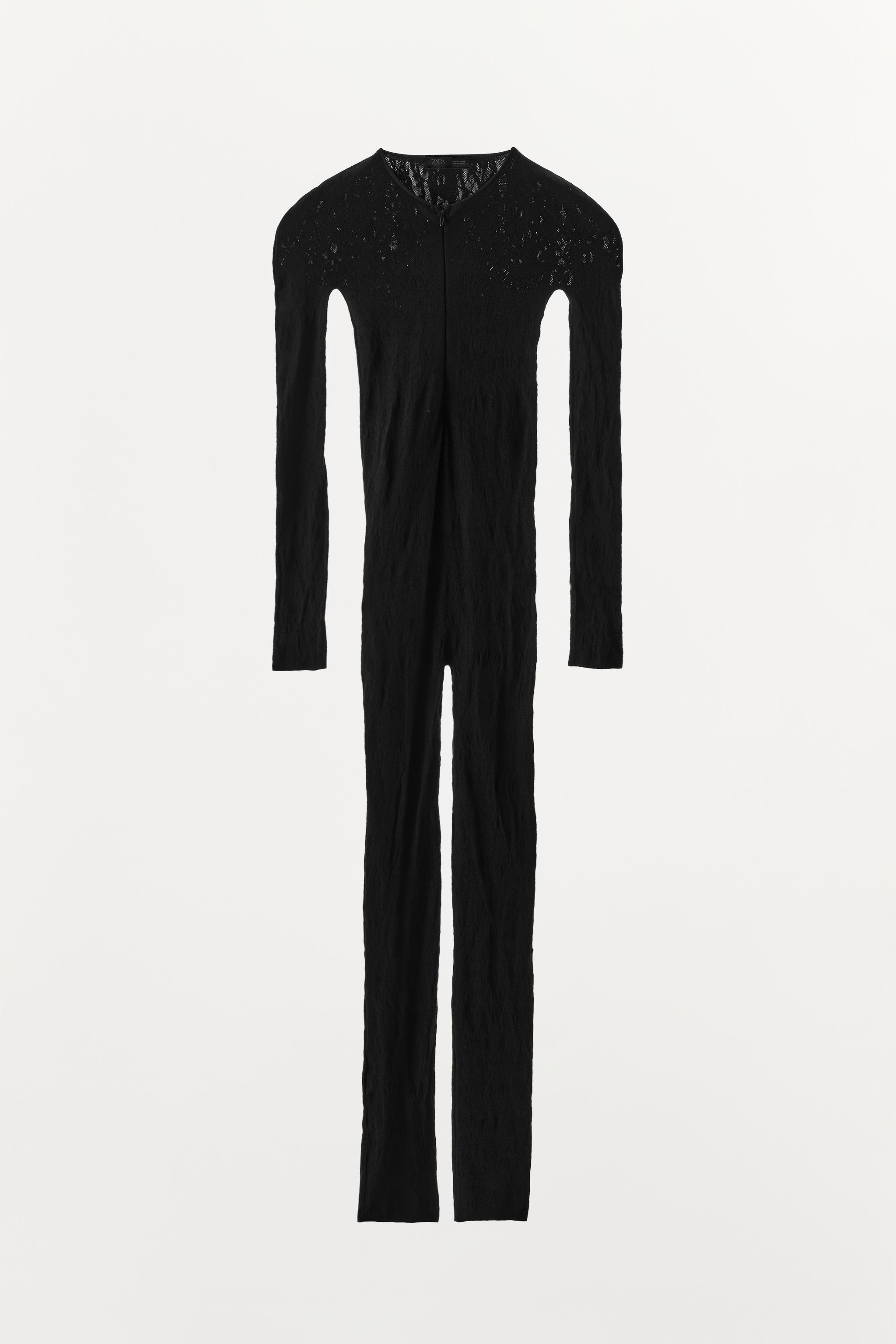 Женские комбинезоны Zara SEAMLESS LACE LONG JUMPSUIT — фото 6