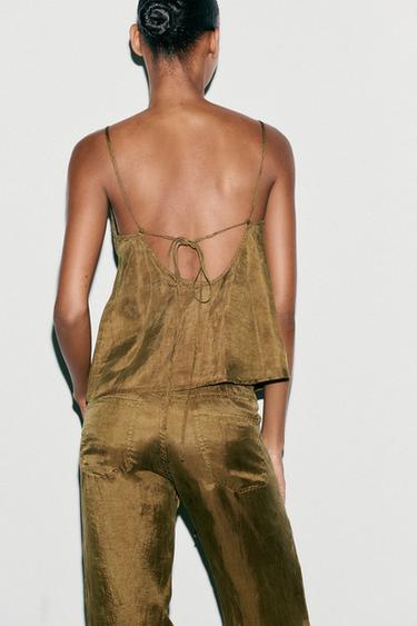 LYOCELL FLOWING TOP - Light khaki by Zara
