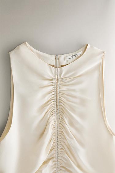 GATHERED SILK NIGHTDRESS - Ecru by Zara - Image 1