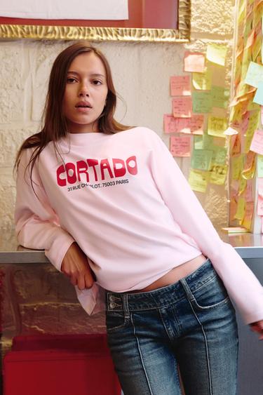 Zara CORTADO PRINT T-SHIRT - Pink