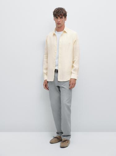 Zara 100% linen regular fit shirt - Biscuit - Image 0