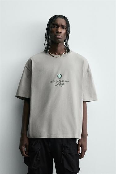 T-SHIRT IMPRIMÉ ÉTOILE - Gris clair de Zara - Image 1