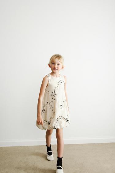 VESTIDO GLOBO BORDADOS - Crudo de Zara