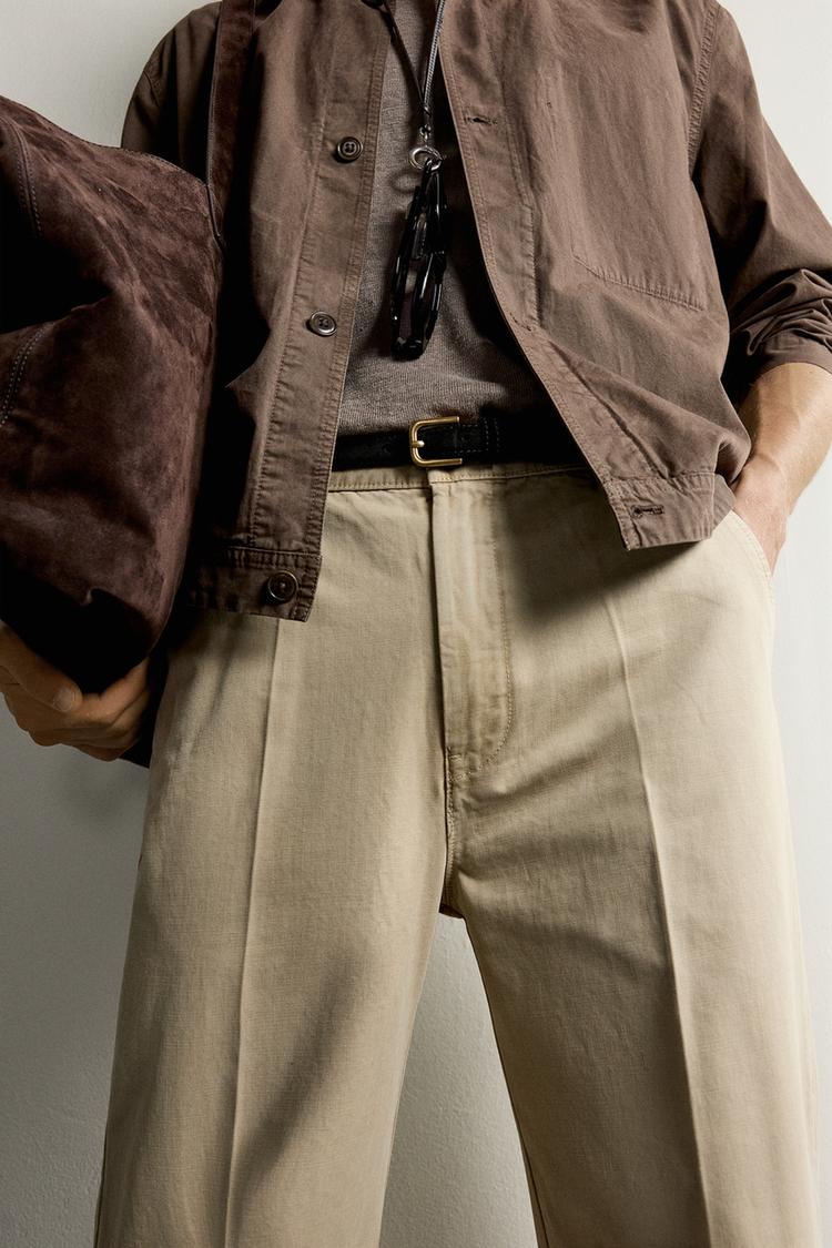 WASHED RELAXED FIT CHINO TROUSERS