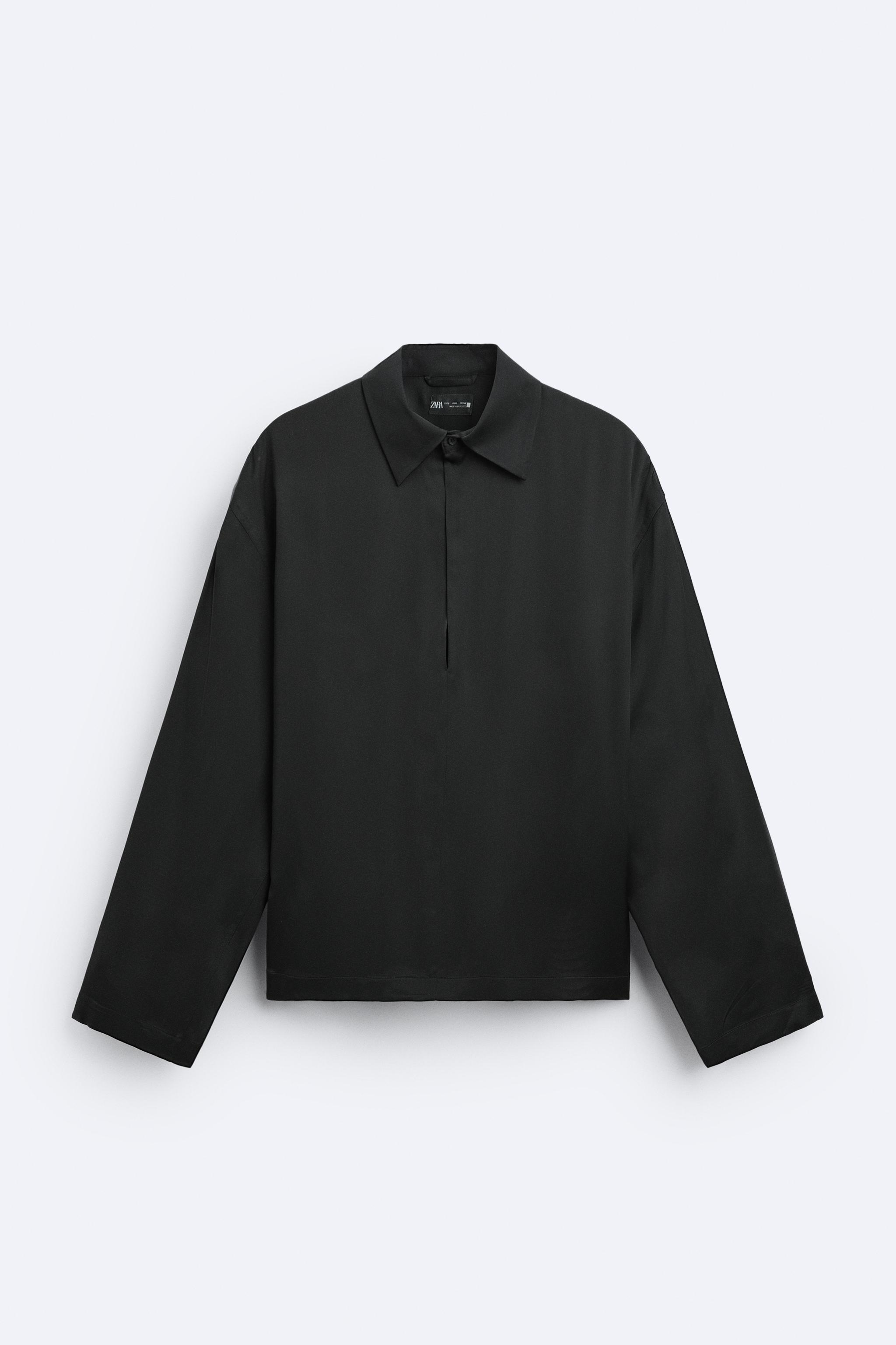 SATIN EFFECT POLO SHIRT Black ZARA Canada