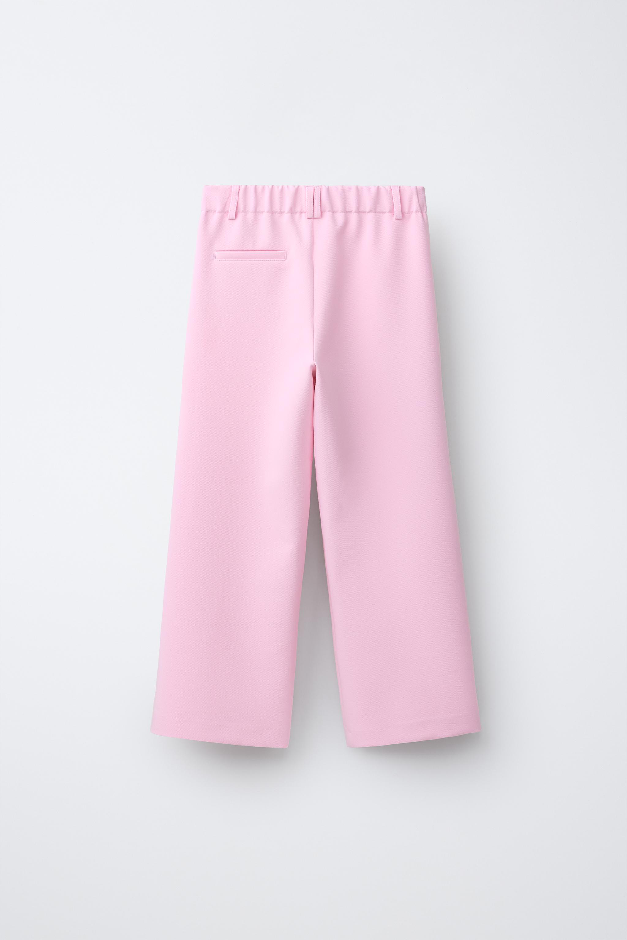 TAILORED WIDE-LEG TROUSERS — Pastel pink