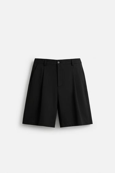 BERMUDY RELAX FIT SE ZÁŠEVKY - Černá od Zara