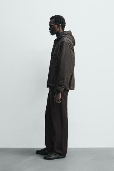 BLOUSON TECHNIQUE À CAPUCHE - Marron de Zara - Image 3