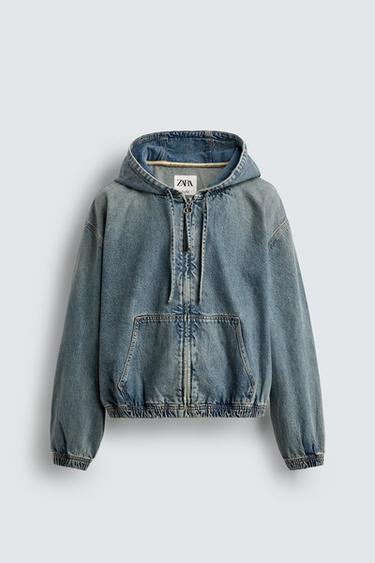 WASHED JACKET WITH HOOD - Blue by Zara