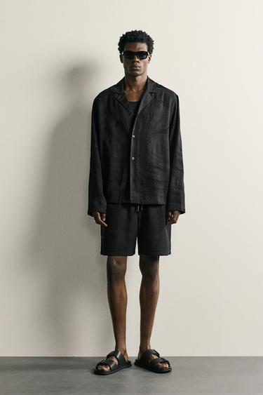 CAMISA RELAXED FIT JACQUARD GEOMÉTRICO - Negro de Zara - Imagen 0