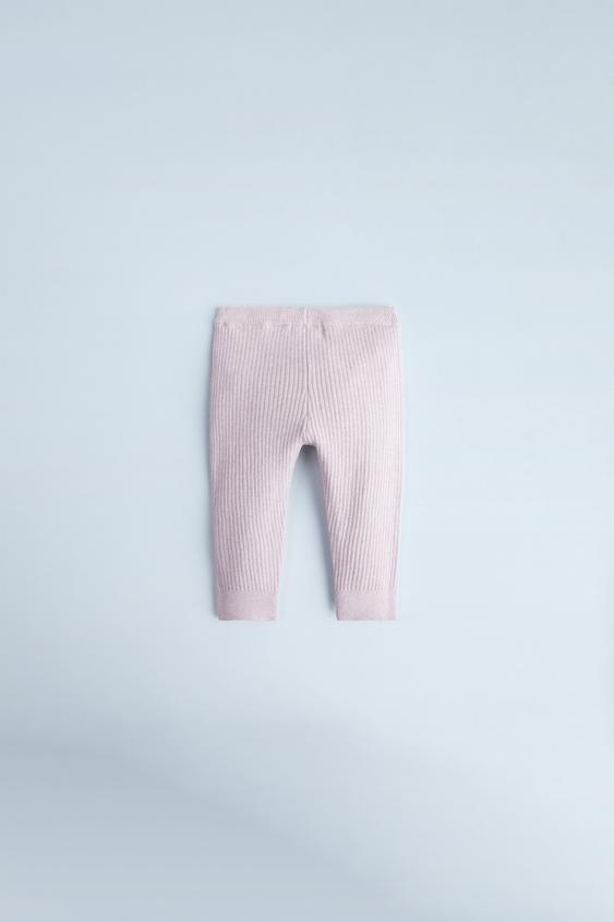 Zara Light Pink Openwork Knit Leggings 3-6 mo NWT