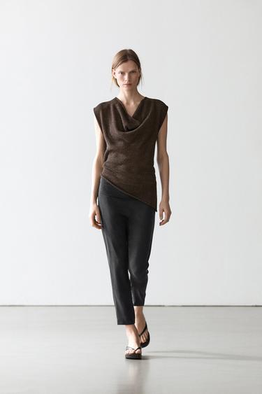 Pantalón legging mezcla seda - Negro de Zara - Imagen 0