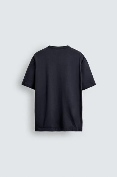 T-SHIRT COUPE DÉCONTRACTÉE RIB - Bleu marine foncé de Zara - Image 7