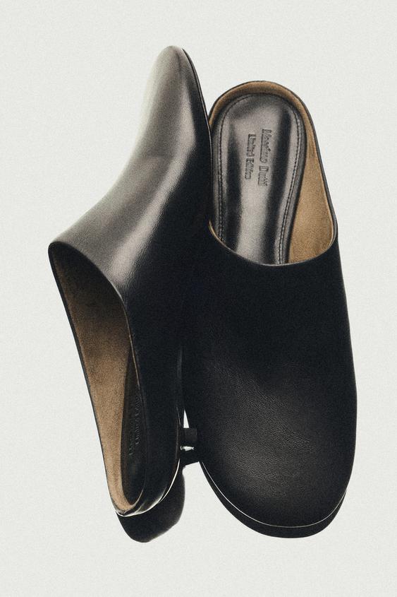 Mule tacón bajo piel - LIMITED EDITION - Negro de Zara - Imagen 0