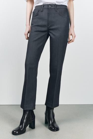 ZW COLLECTION BOOTCUT HIGH-WAIST CROPPED JEANS - Grey by Zara - Image 1