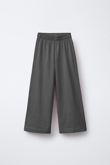 HEAVY WEIGHT WIDE-LEG TROUSERS - Anthracite grey by Zara
