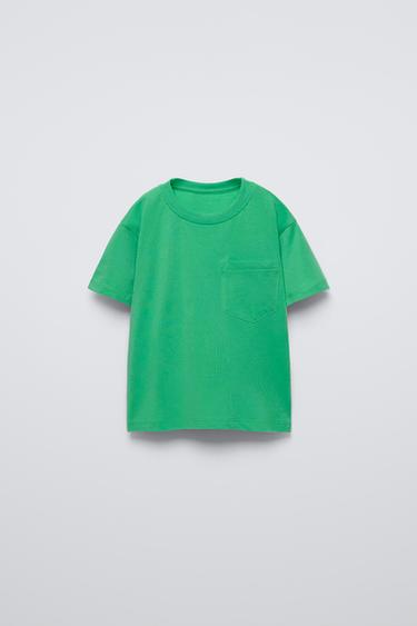 Zara PLAIN POCKET T-SHIRT - Moss green
