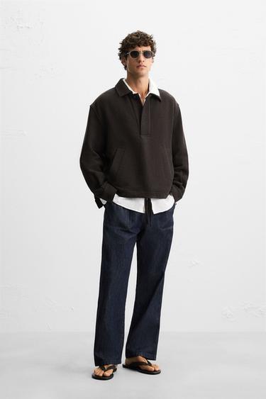 TEXTURED POLO OVERSHIRT - Brown by Zara