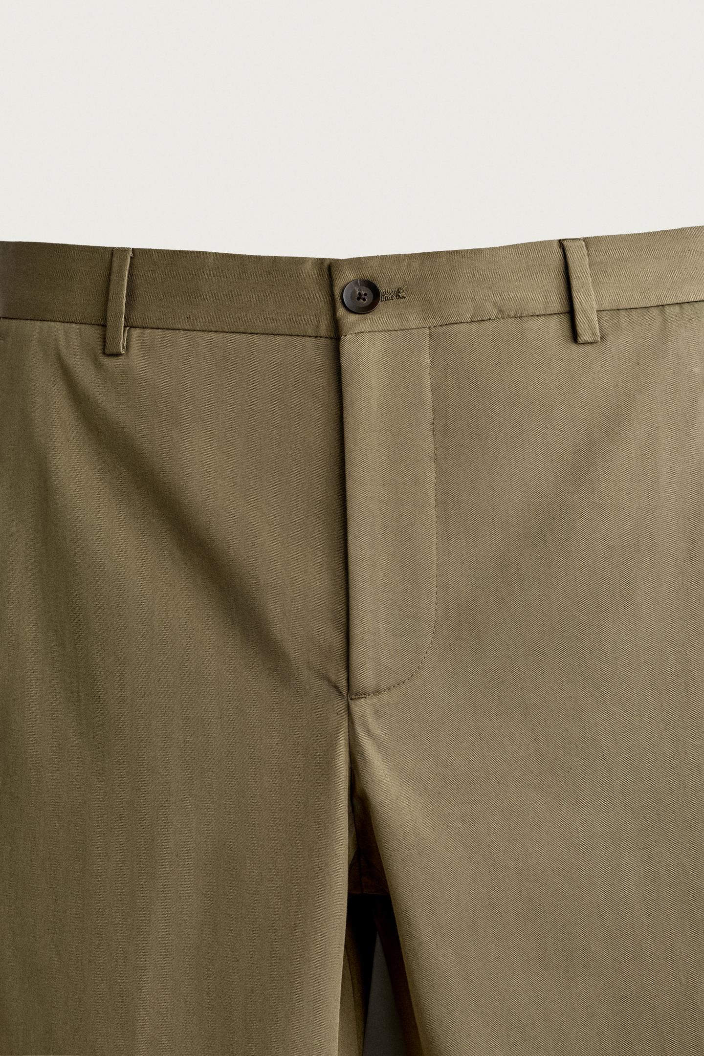 Мужские брюки Zara Straight-Fit, цвет: Хаки — фото 8