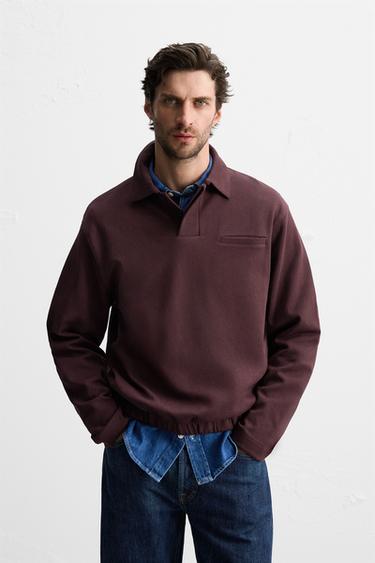 INTERLOCK POLO SHIRT WITH POCKET - Aubergine by Zara
