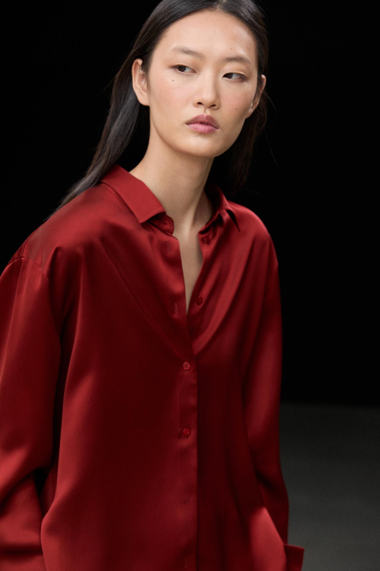 Flowing satin shirt — Magenta