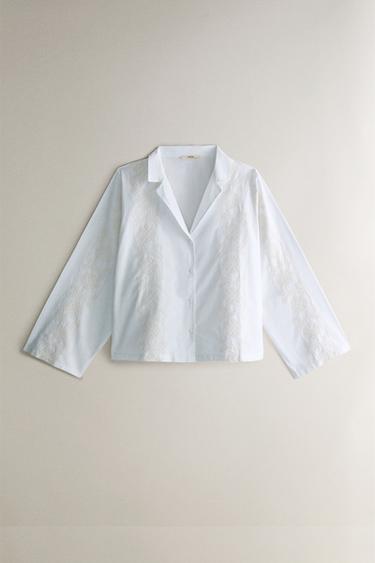 EMBROIDERED COTTON SHIRT - White by Zara - Image 0