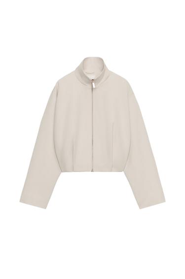 CAÇADORA BOMBER DE COLL ALT - Cru de Zara