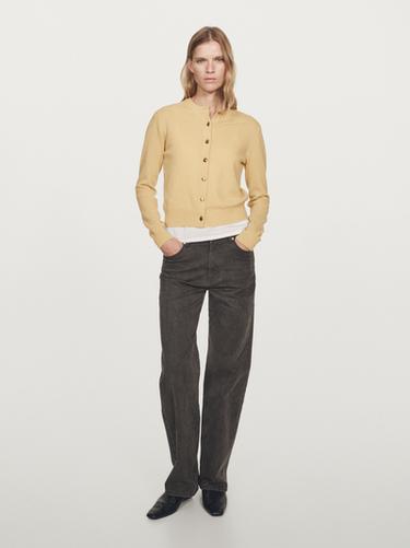 Cárdigan botones dorados 100% lana - paja de Zara