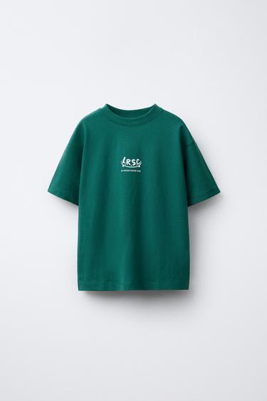 CAMISETA ESTAMPADA TEXTO - Verde pato de Zara