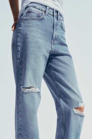 TRF RIPPED HIGH-WAIST MOM JEANS - Navy blue by Zara - Image 2