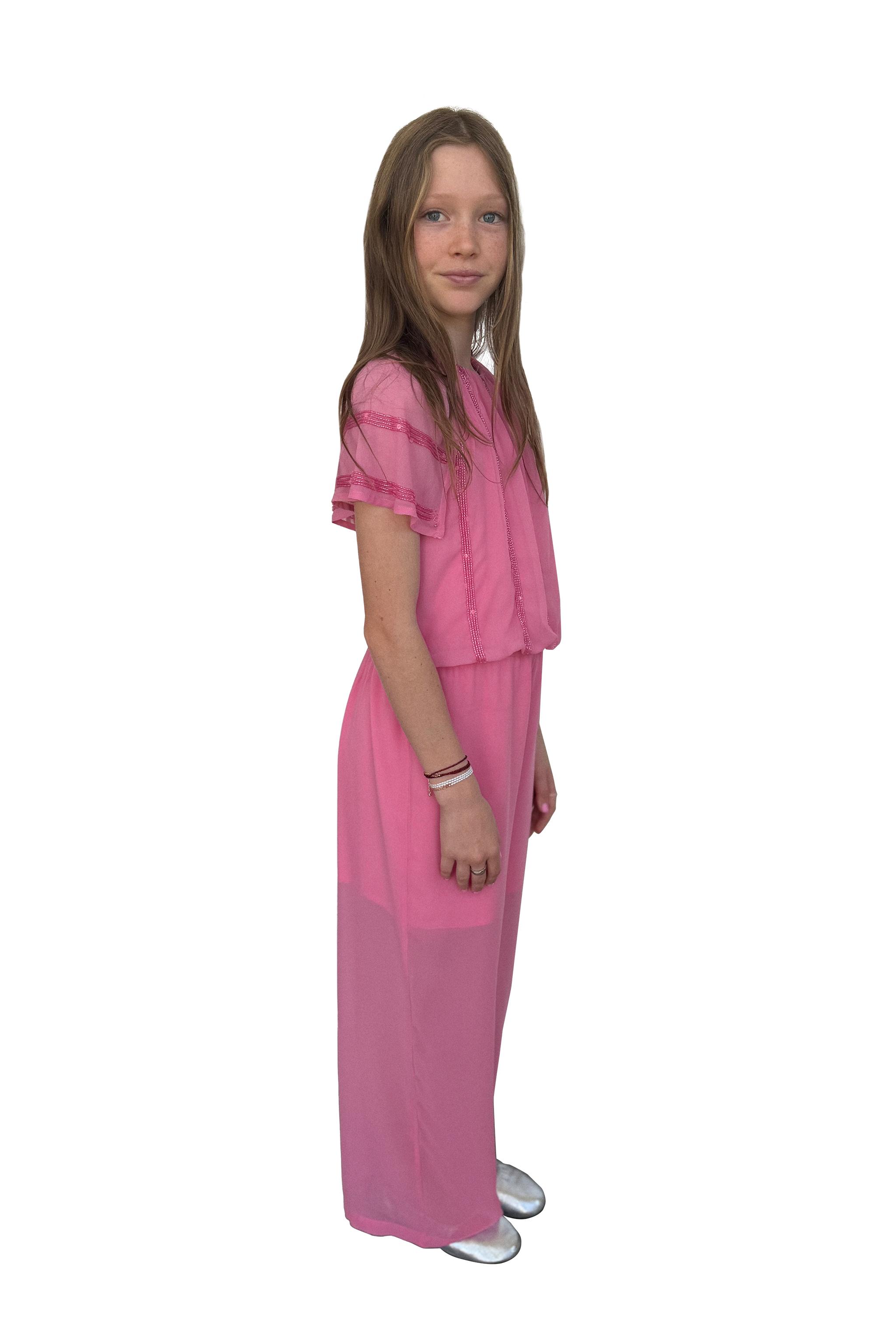 LONG RHINESTONE JUMPSUIT — Pink