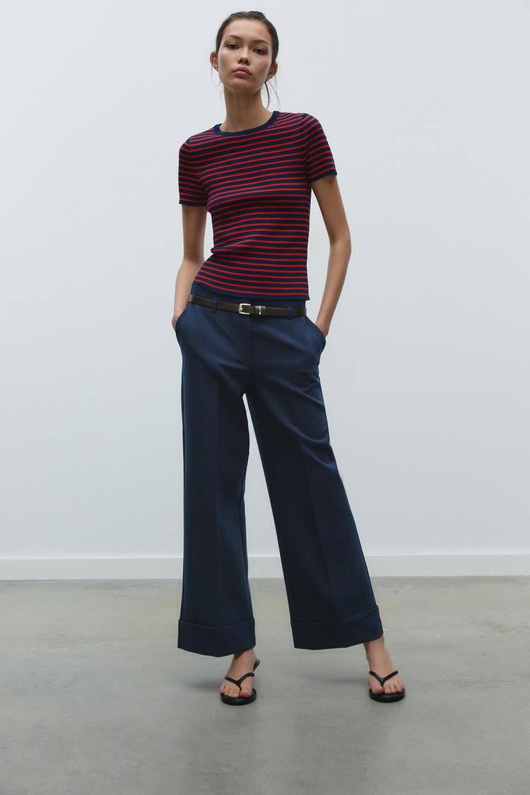 Zara Pantaloni Pelle A Palazzo Pantaloni Wide Leg Zara Zara Donna