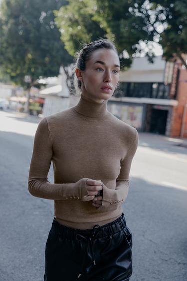 BASIC PLAIN KNIT JUMPER - Mink marl by Zara