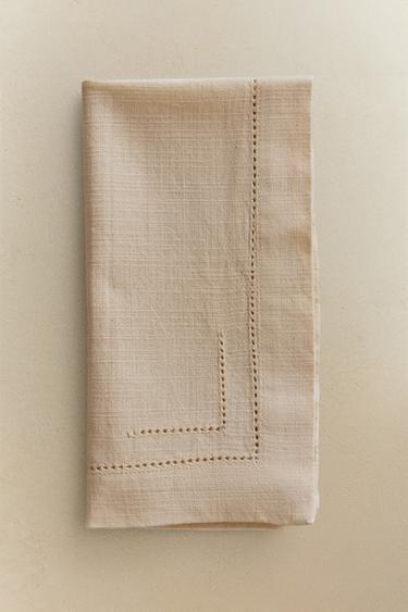 PACK OF HEMSTITCHED COTTON NAPKINS (PACK OF 2) - Ecru by Zara