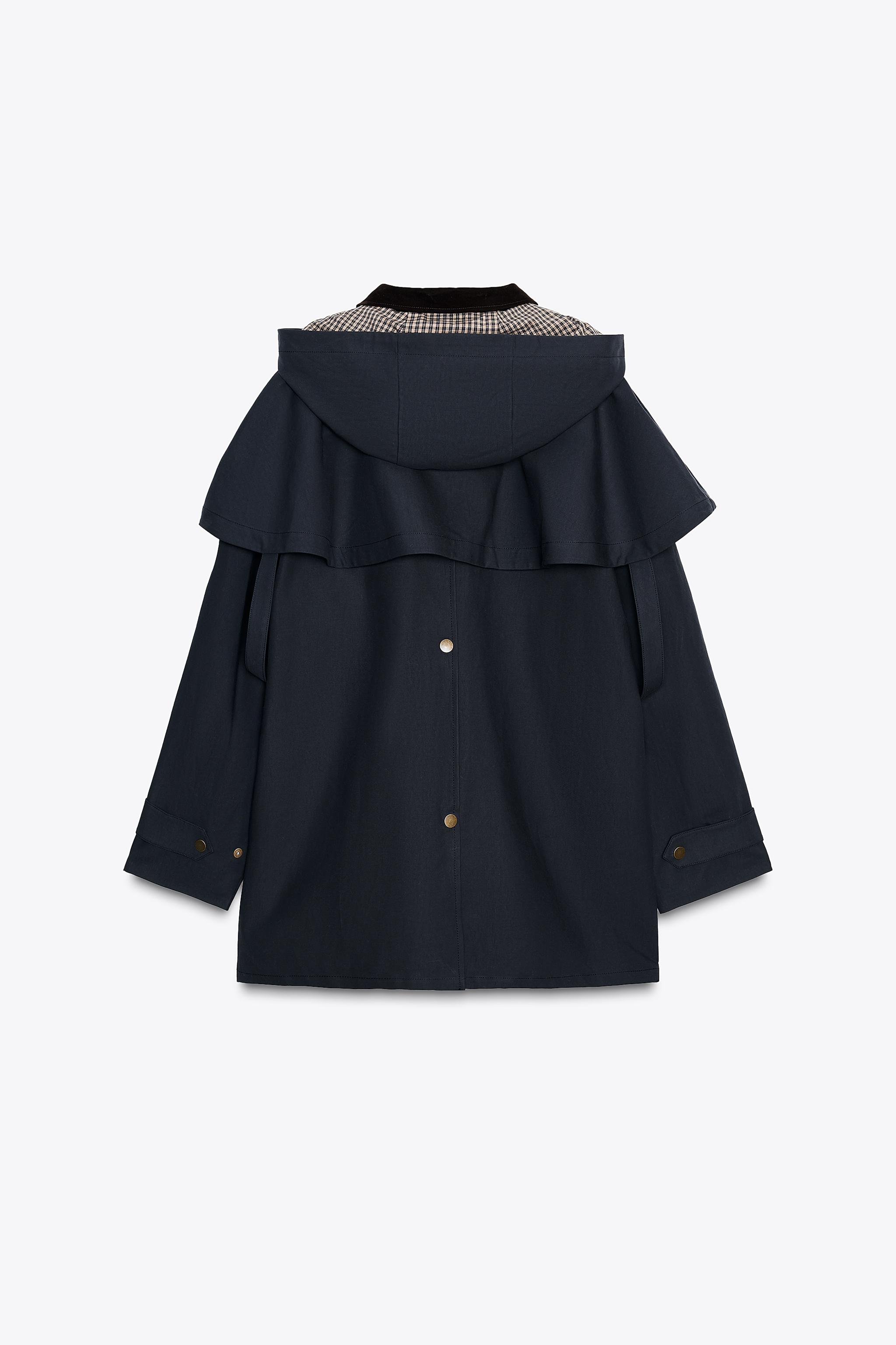ZARA WOMAN COLLECTION コントラストラペルフード付きトレンチ