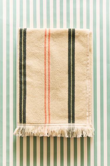 Zara CHILDREN’S MULTICOLORED STRIPE BEACH TOWEL - Ecru
