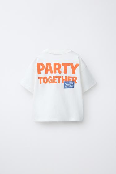 GEBORDUURD T-SHIRT - Gebroken wit van Zara