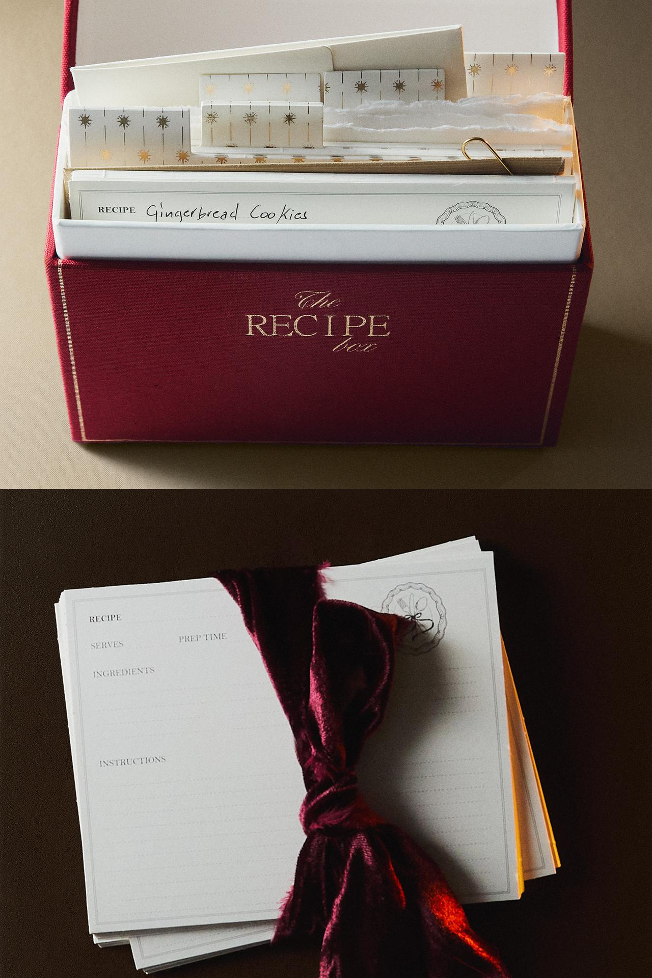 CHRISTMAS RECIPE CARD BOX (ENGLISH) — Red